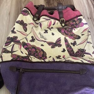lucky brand purple butterfly backpack hobo bucket bag combo